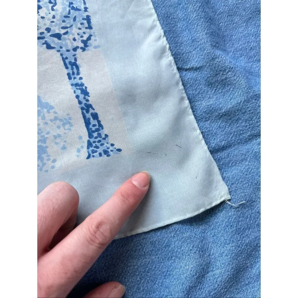 French Country Cottagecore Blue Toile Scenic Square Scarf Parisian Romantic 25.5